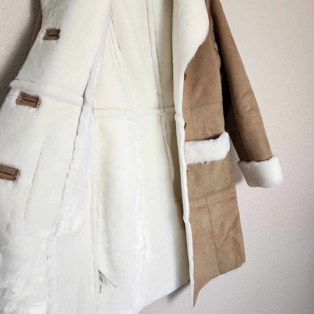 LOFT Faux Suede Faux Fur Coat Women's Size 6 - Picture 10 of 13